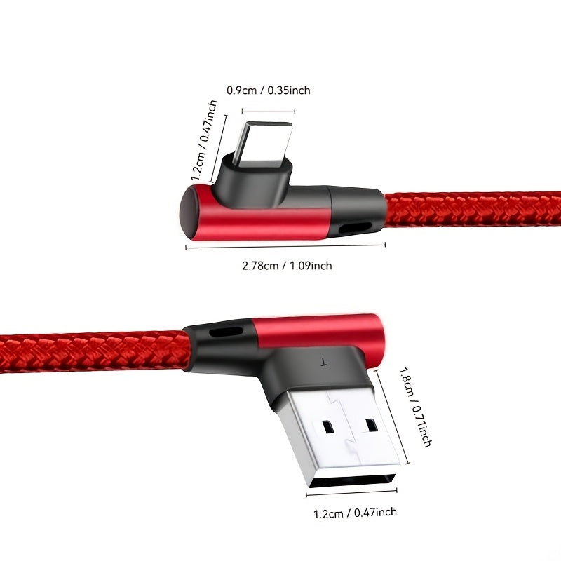 UGREEN USB to USB C Cable in 1 piece or 3 pieces, with 90-degree design for fast charging. Compatible with various devices such as iPhone, Samsung, Google Pixel, LG, and Nintendo Switch.