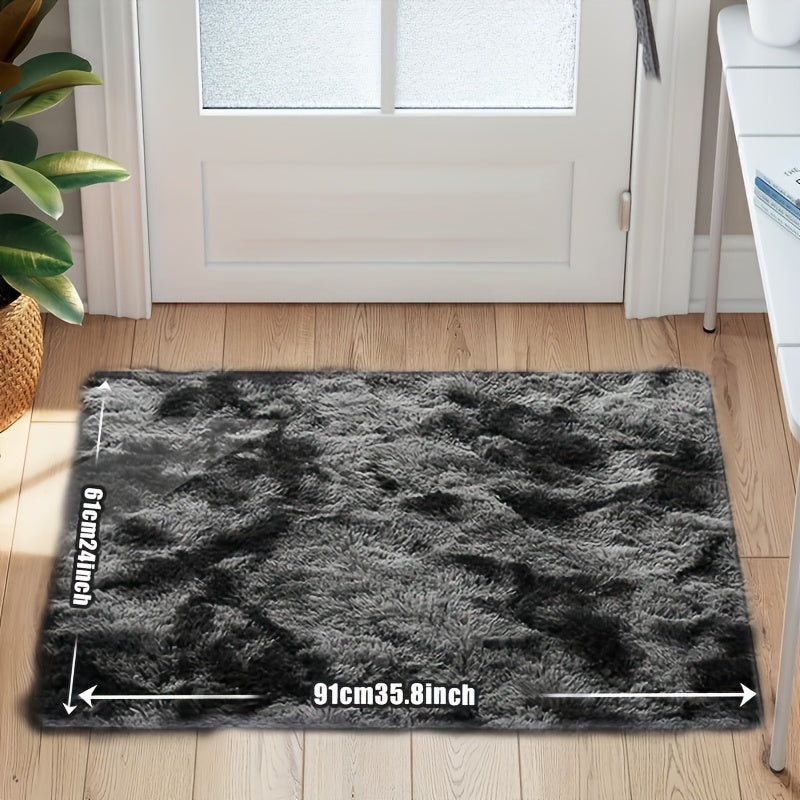 Indulgent Plush Tie-Dye Indoor Rug - Non-Slip, Stain-Resistant, and Machine Washable Polyester Fiber Mat for Living Room or Bedroom - Luxurious High Pile and Rectangle Shape, Perfect for Home Decor and Festive Occasions