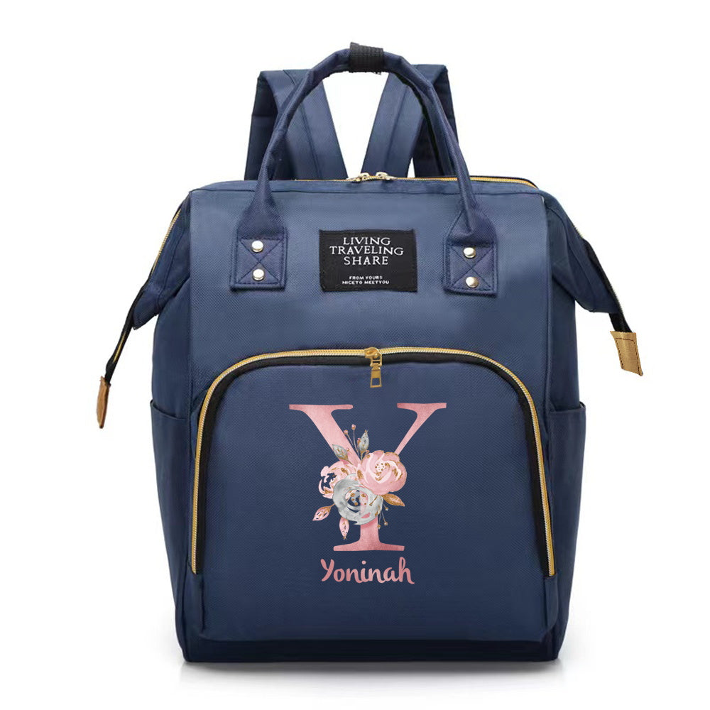 Customizable Mommy Backpack featuring A-Z Initial - Spacious Diaper Bag, Long-lasting Oxford Fabric, Ideal for Traveling & Nursing Must-haves.