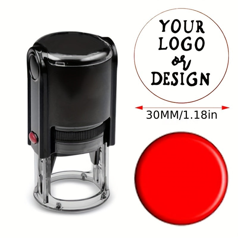 Customized self-inking stamp with personalized business logo and text.