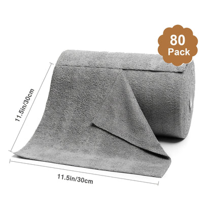 Roll of 80 Microfiber Cleaning Cloths, Tear-Away Non-Woven Nylon Towels, Extremely Absorbent Lint-Free Rags, 29.21cm x 29.21cm - Perfect for Household, Kitchen, Bathroom, Car, and Glass Cleaning