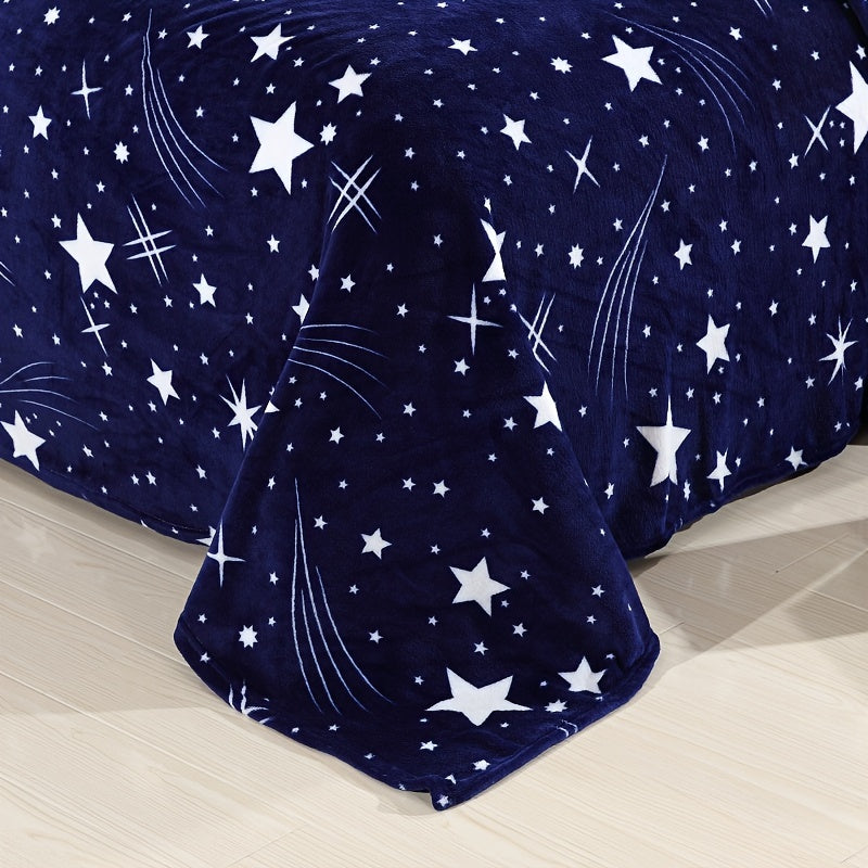 Soft, warm, and cozy, the Starry Night Blue Flannel Throw Blanket is perfect for your couch, bed, office, or travel adventures. Made of all-season polyester fleece, this blanket features a stylish geometric space design.