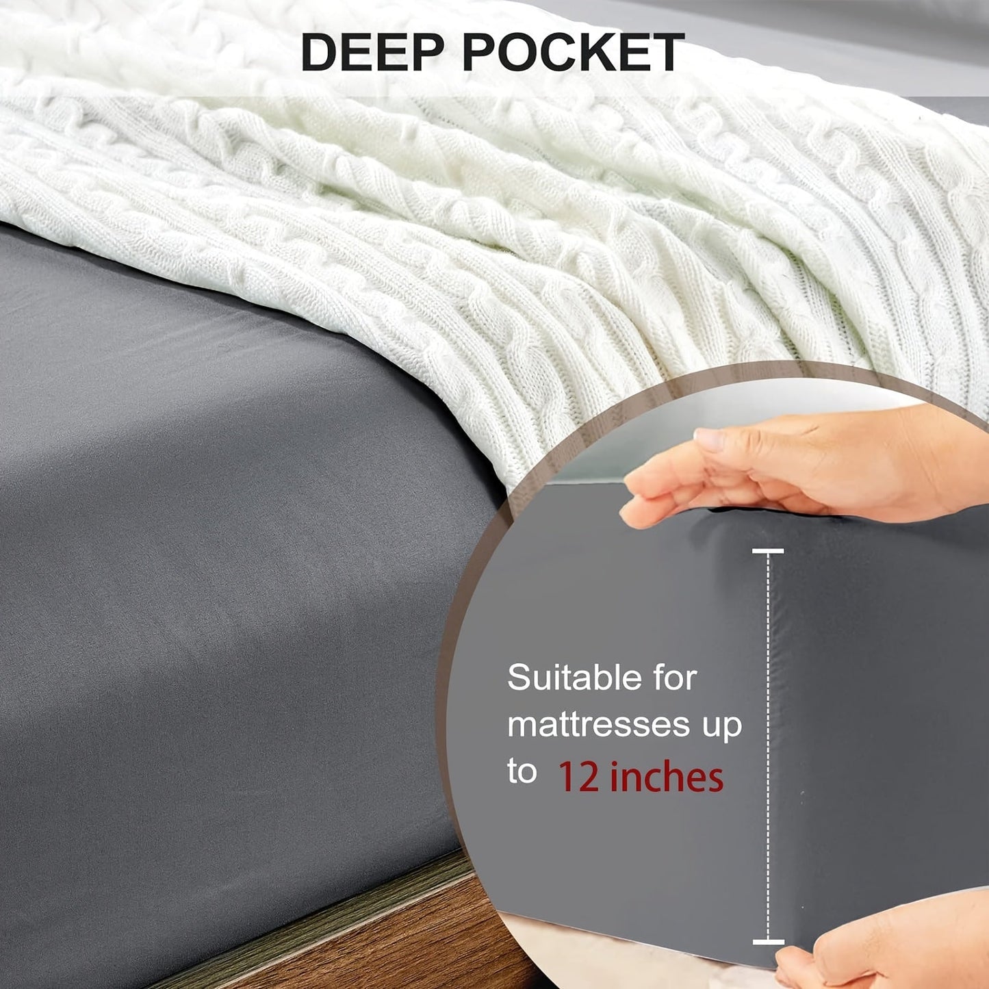 High-end hotel-style fitted sheet made from extremely soft brushed microfiber, featuring deep pockets for a perfect fit. This breathable, hypoallergenic and wrinkle-resistant bedding is machine washable and comes in a solid color with no embellishments -