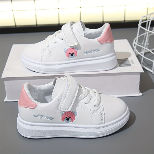 Kids' sneakers with cartoon design, hook-and-loop closure, breathable PVC sole, suitable for boys and girls.