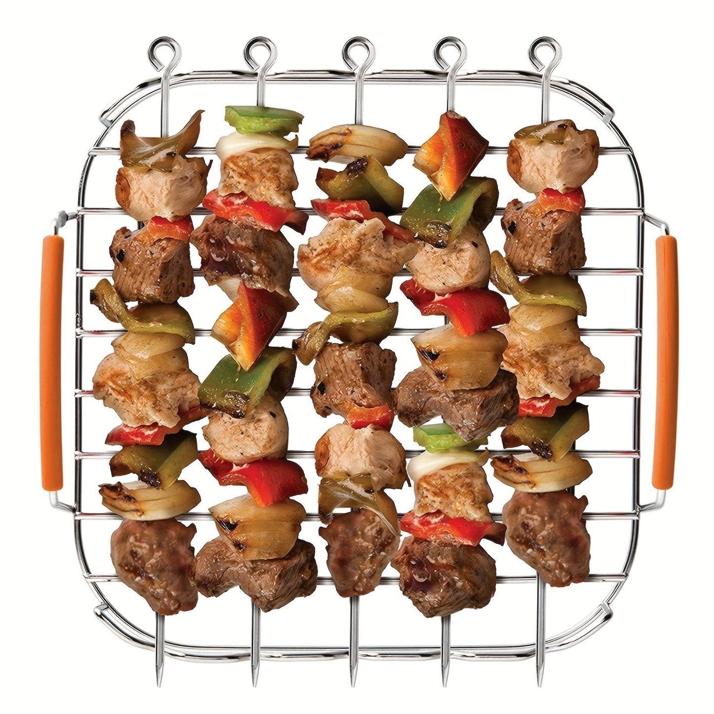 Stainless Steel Air Fryer Rack with 5 Skewers - Perfect for Most Air Fryers, Great for Grilling, Roasting, and BBQ