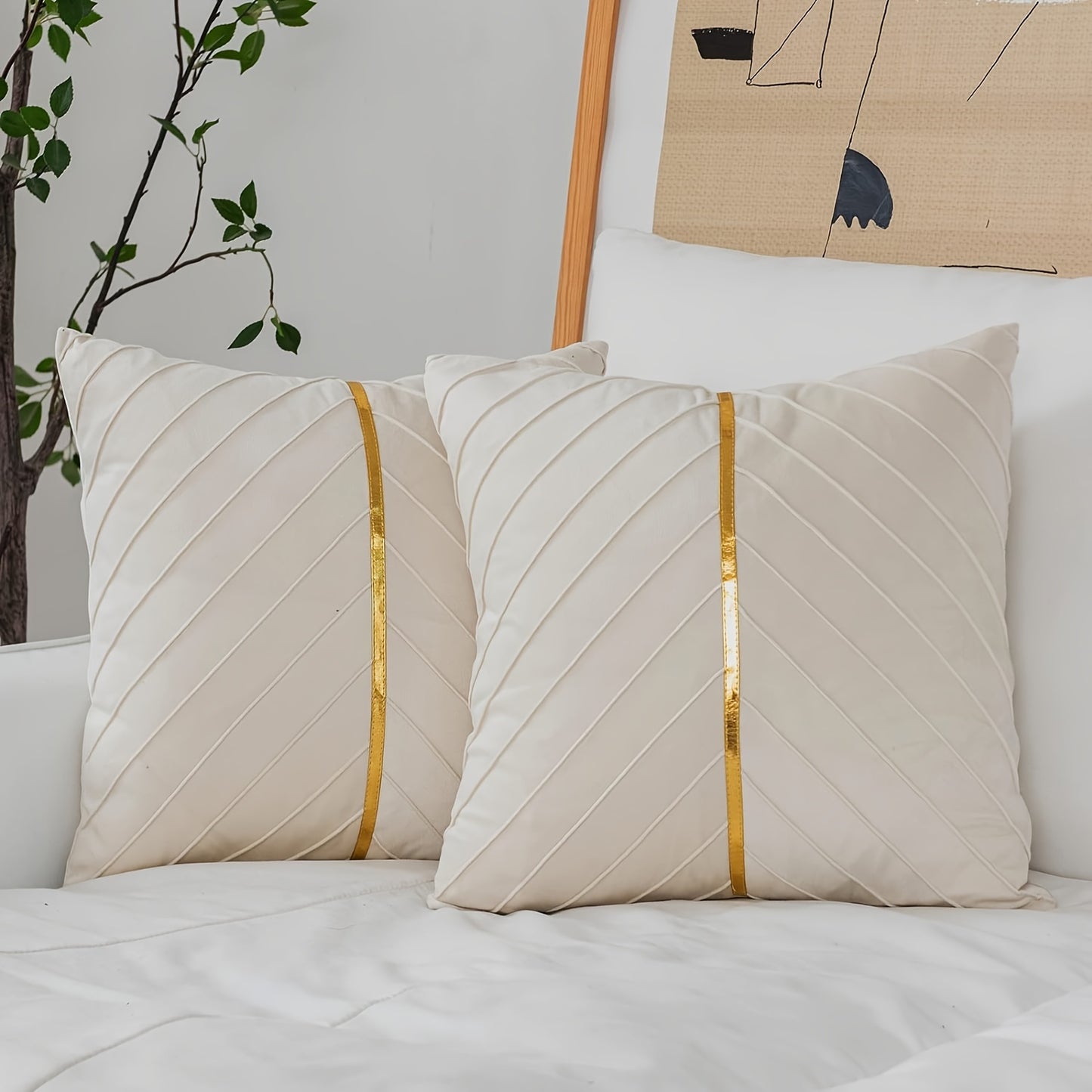 Soft golden velvet throw pillowcases, perfect for sofa, living room, bedroom, car, and yard decor. Pillow insert not included.