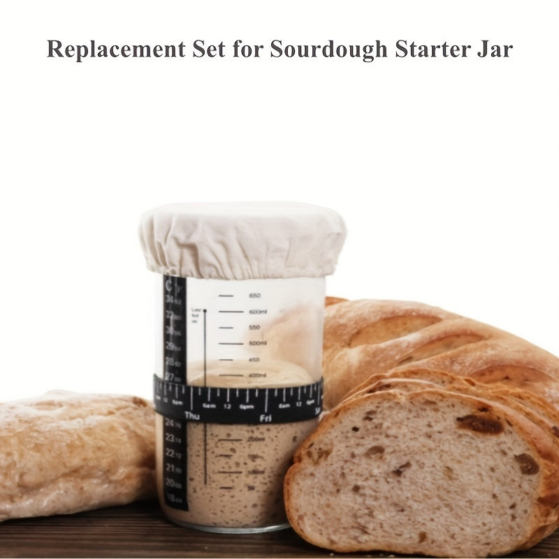 Upgrade your sourdough starter with replacement set accessories including two sets of jar kits with temperature gauge and date bands.