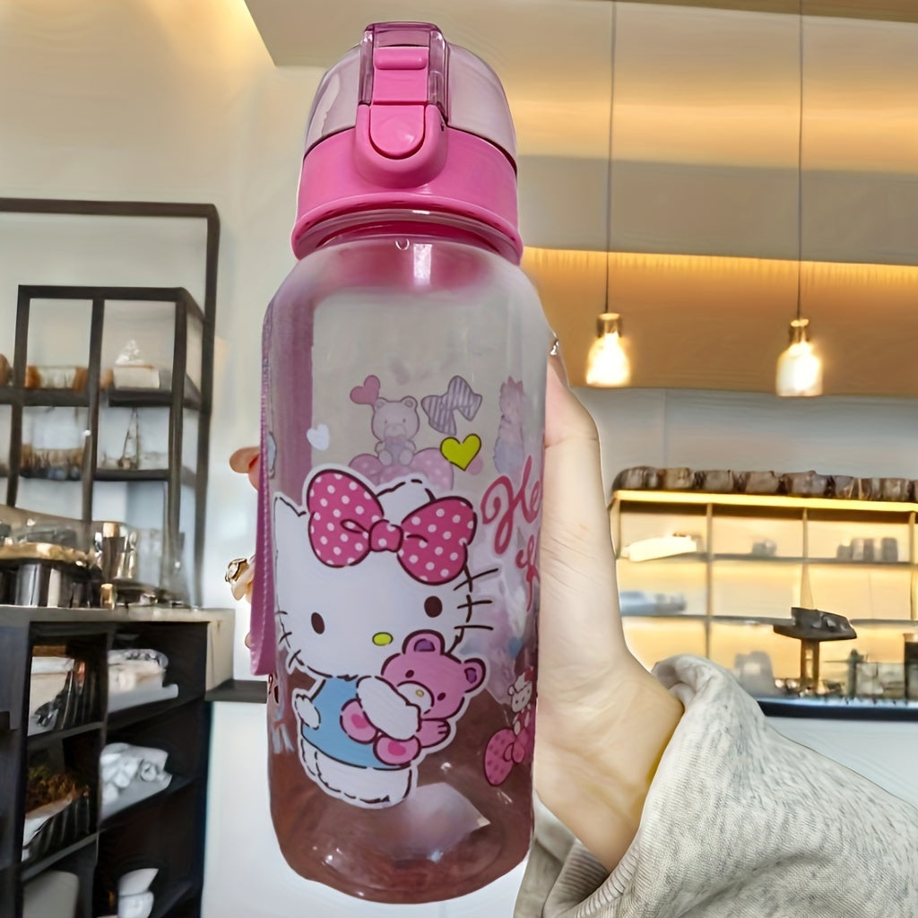 Leak-proof BPA-free Hello Kitty water bottle - ideal gift for girls, hand-wash recommended.