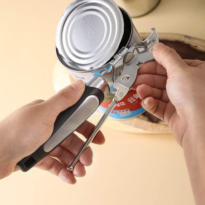 Durable Household Essential: Stainless Steel Manual Can Opener with 2-in-1 Multifunctional Kitchen Tool for Effortless Jar and Tin Opening, Featuring an Ergonomic Handle