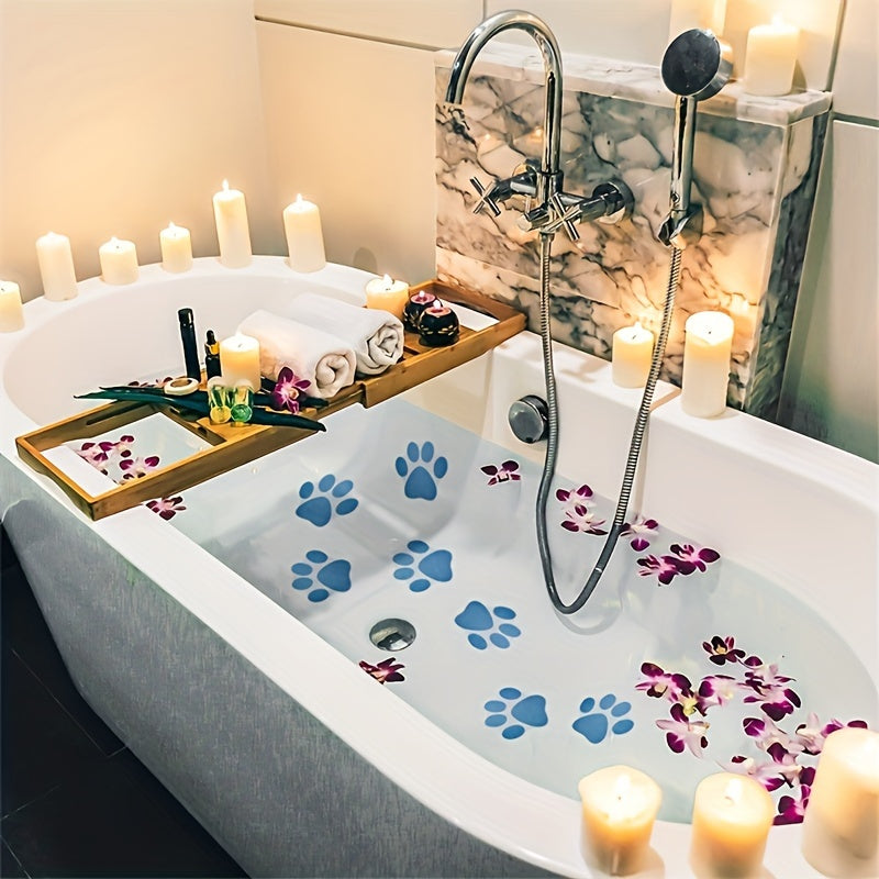 Non-Slip Bathtub Stickers with Dog Paw Prints - Waterproof Safety Decals for Shower, Pool, Yacht, and Stairs - Easy Application Vinyl Decals for Bathroom Safety