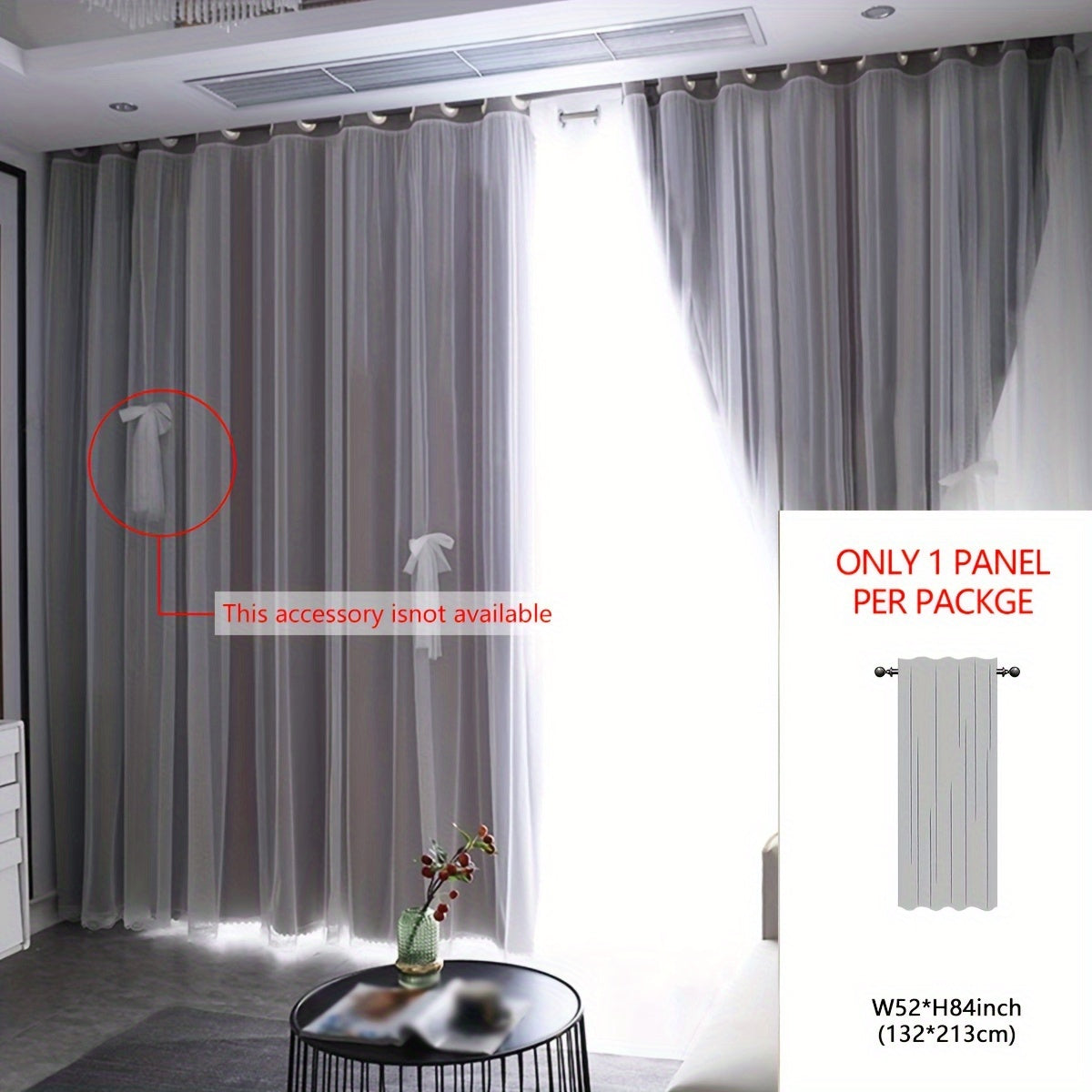 Single-panel Blackout Curtains made with One-layer Cloth and One-layer Yarn, featuring a Modern Simple Style. Ideal for use in Living Rooms, Bedrooms, Balconies, Floating Windows, providing Noise Reduction and adding a touch of Romance to your Home Decor.