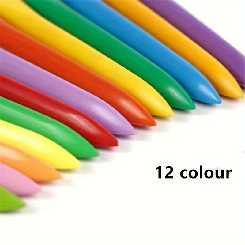 Washable triangular crayons in 6/12/18/24 vibrant colors with ergonomic grip for youngsters. Non-staining.