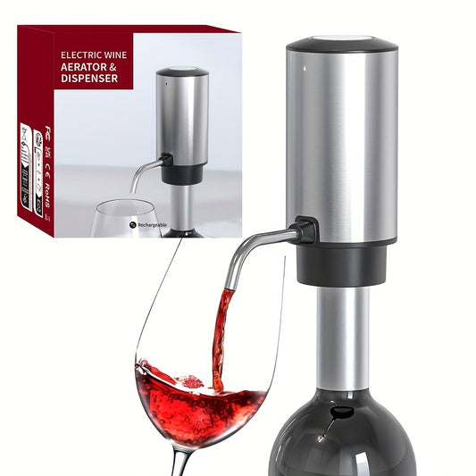 Electric wine pourer and decanter with diverters to pour olive oil and wine, portable water bottle pump and automatic drinking fountain for kitchen.