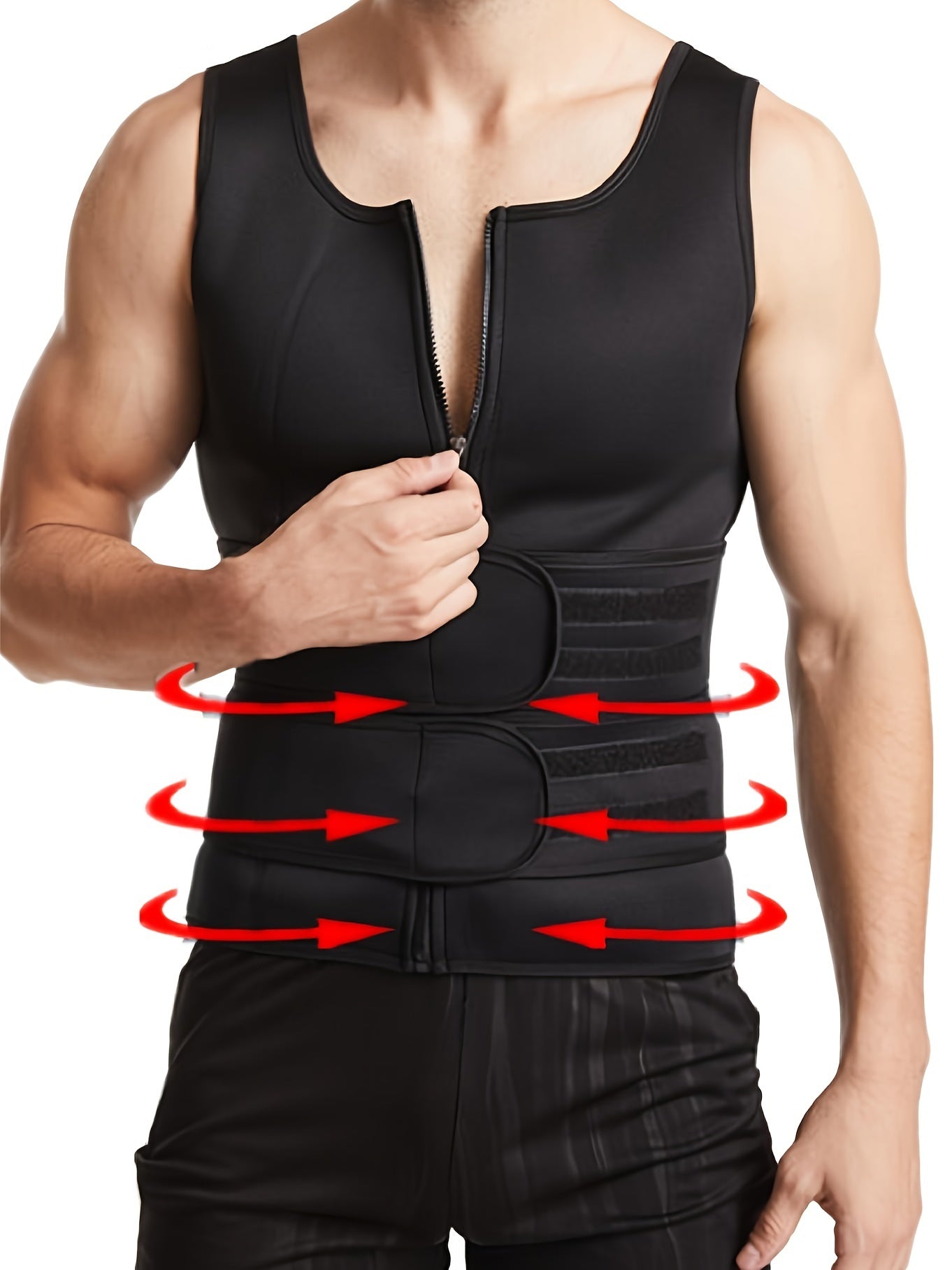 Men's Tummy Control Tank Top with Double Row Hooks, Firm Waist Trainer for Beer Belly Reduction, Compression Workout Vest