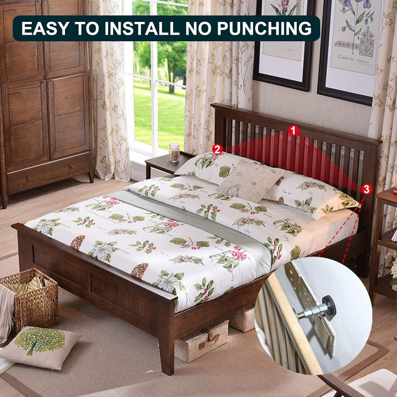 Upgrade your sleep with the 2-piece Headboard Wall Shaker! This adjustable iron bed frame tool is easy to install and provides wall protection. With a range of 30-90mm, it helps you achieve a restful night's sleep and ensures you wake up feeling