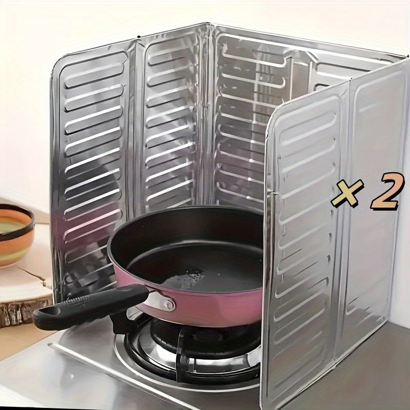 2 aluminum oil splash guards for the kitchen, providing stove heat insulation and anti-splatter protection.