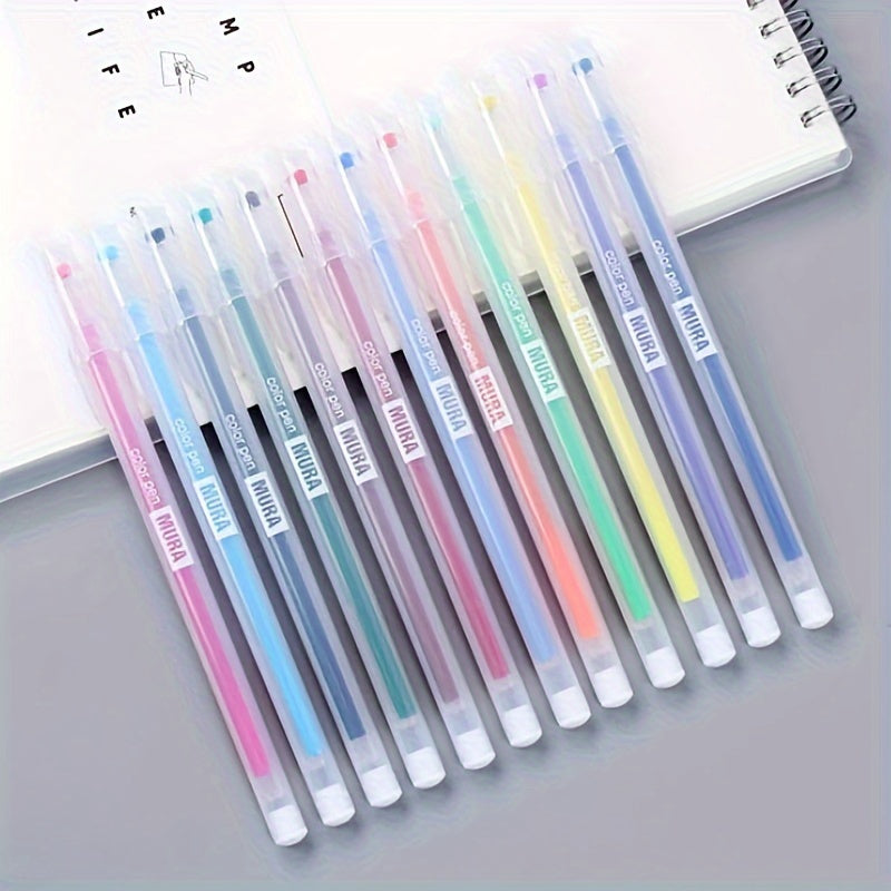 12pcs Kawaii blue gel pens 0.5mm for journaling and school supplies