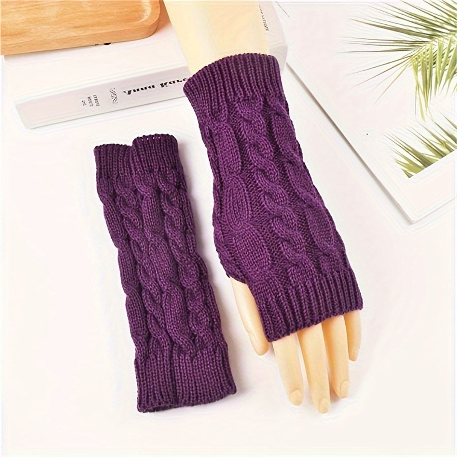 Stay cozy and stylish with these unisex acrylic fingerless arm warmers. Made from 100% knitted acrylic, they offer an elastic fit and a half-finger design for casual weekend warmth. Plus, they are touchscreen compatible for easy riding and mobile use.