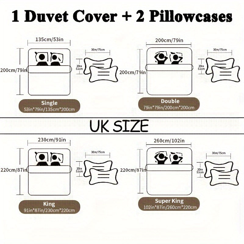 3-piece Duvet Cover Set with Fashionable Love Leopard Print, Includes 1 Duvet Cover and 2 Pillowcases (Core not included). Soft and Comfortable Bedding Set for Bedroom or Guest Room.