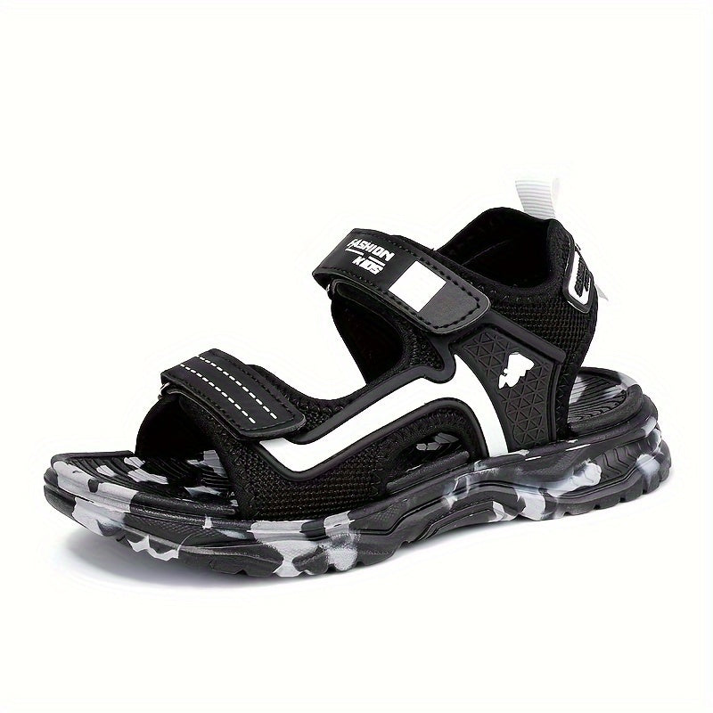 Stylish open-toe sandals with hook & loop fastener for boys, perfect for outdoor activities.