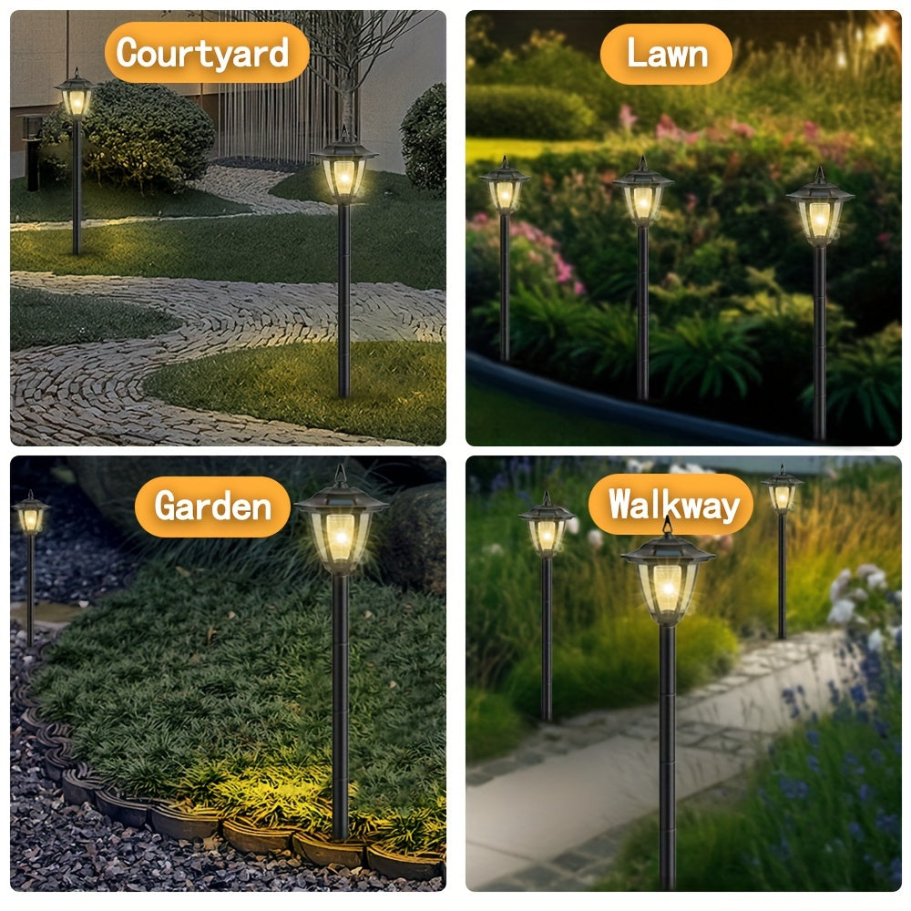 1-2 outdoor solar lights suitable for garden, landscape, path, courtyard, driveway, and sidewalk decoration.