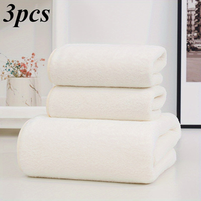 3-piece special set: 2 towels + 1 bath towel made with coral velvet for absorbency, no fading or hair loss, soft and comfortable for a new skin-friendly experience.