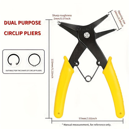 Dual-Purpose Snap Ring Pliers - Steel Tool for DIY and Professional Repairs