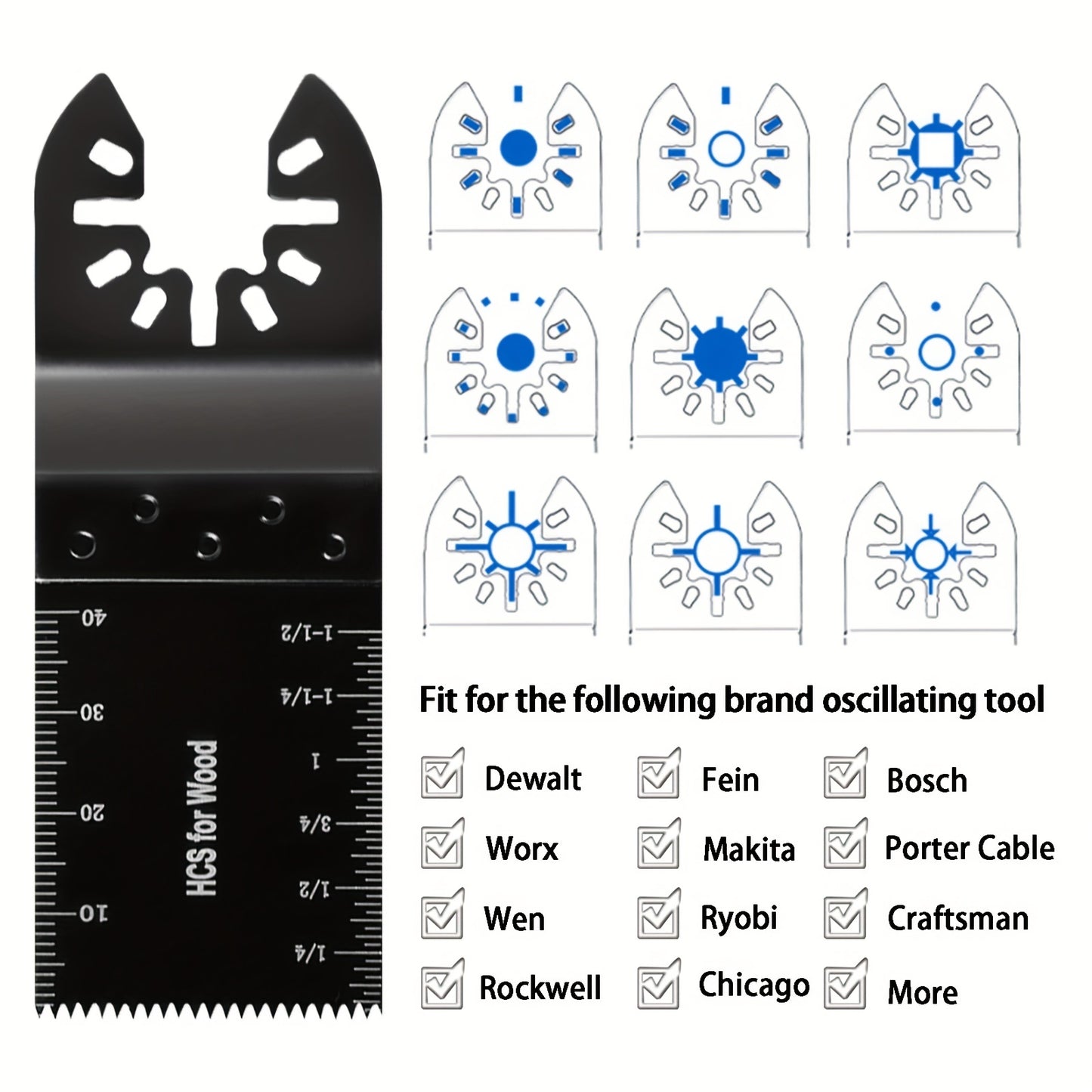 Quick-Release saw blades fit popular multitool brands.