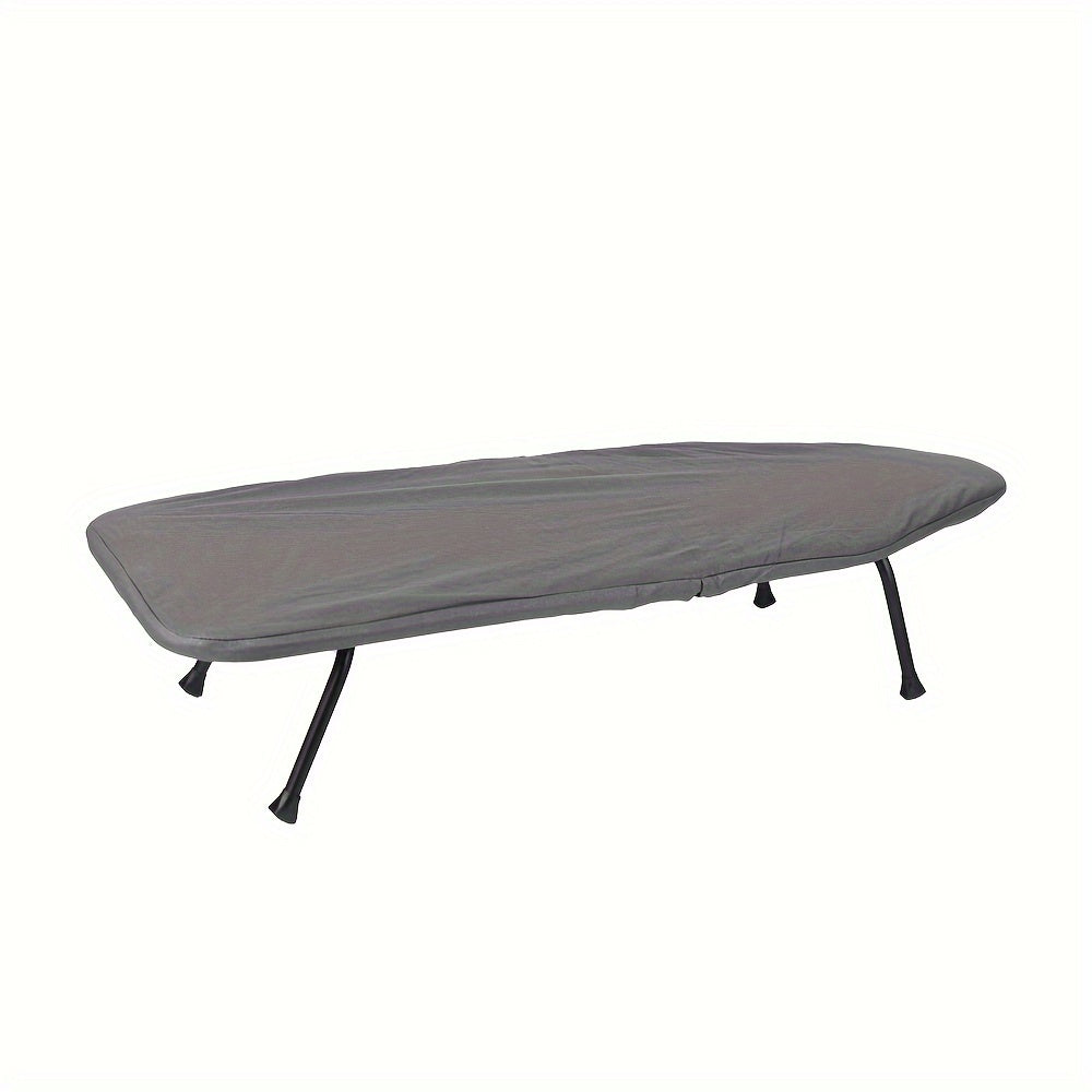 An ironing board for desktop use that is made of iron, compact, and foldable for convenient storage and transport. Features a surface made of needle cotton fabric that can withstand high temperatures, making it ideal for both home and travel use.