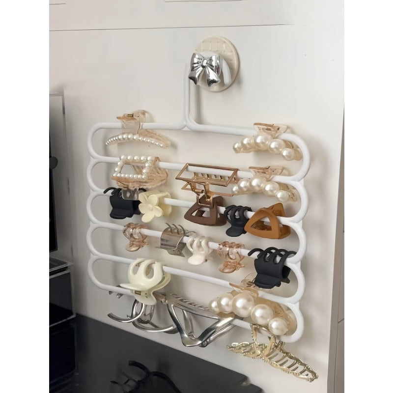 Spacious wall-mounted organizer for hair accessories, jewelry, and watches - perfect for home and dorm use