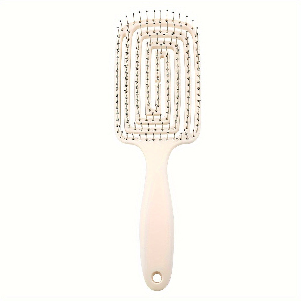 Nylon Bristle Detangler Hair Comb Set with Hollow Design and ABS Plastic Handle - Arc Shaped for Superior Scalp Fit