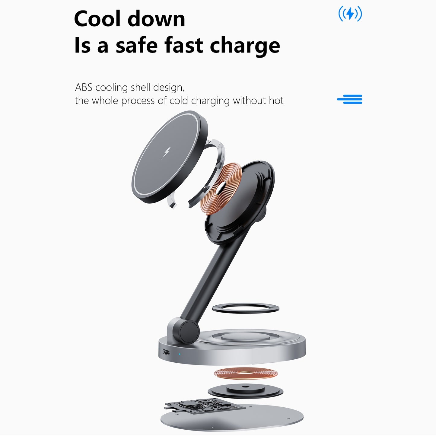 2in1 Fast Magnetic Wireless Charger Stand for iPhone and AirPods, compatible with multiple devices.