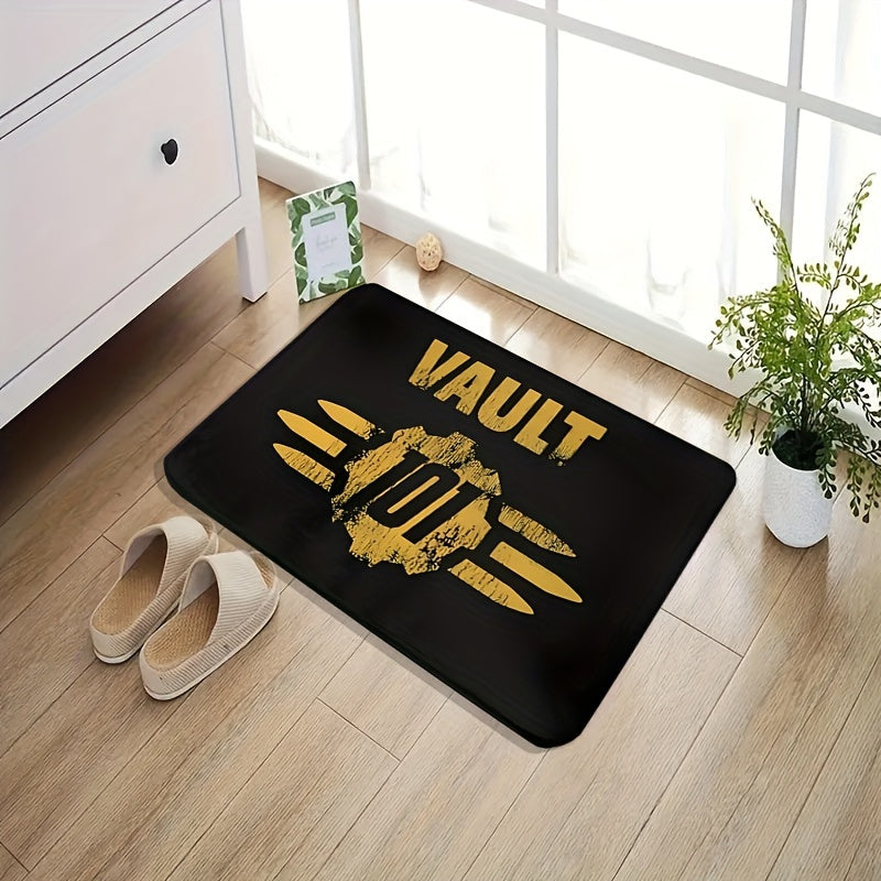 Welcome to Vault 101 Fallout Doormat - Durable Indoor/Outdoor Entrance Mat, Easy to Clean Polyester Rug for Front Door, Kitchen, or Porch - Rectangular Game Mat with Non-Slip Backing