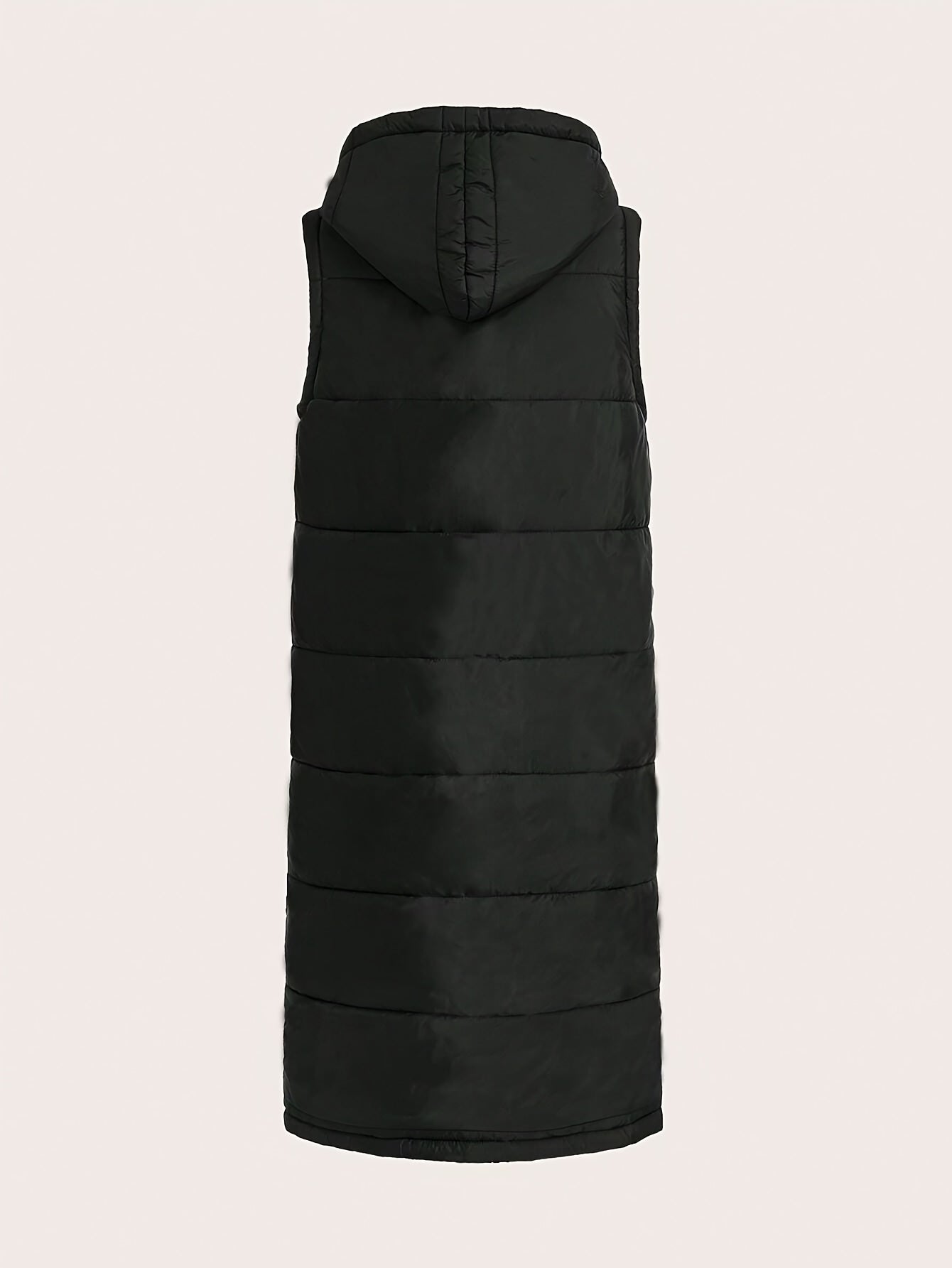 Stylish plus size vest with hood, long length and pockets. Made of polyester with slight stretch, ideal for all seasons.