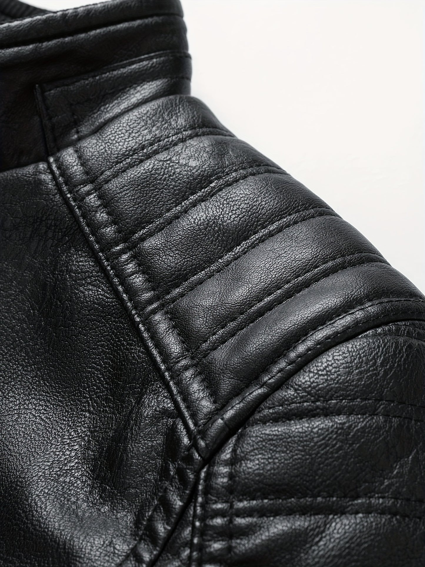 Men's stylish PU leather jacket with zippered pockets for autumn & winter