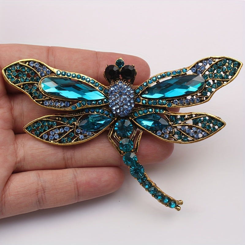 Chic Dragonfly Brooch Embellished with Shimmering Rhinestones - Stylish Animal Pin to Elevate Your Accessories Collection