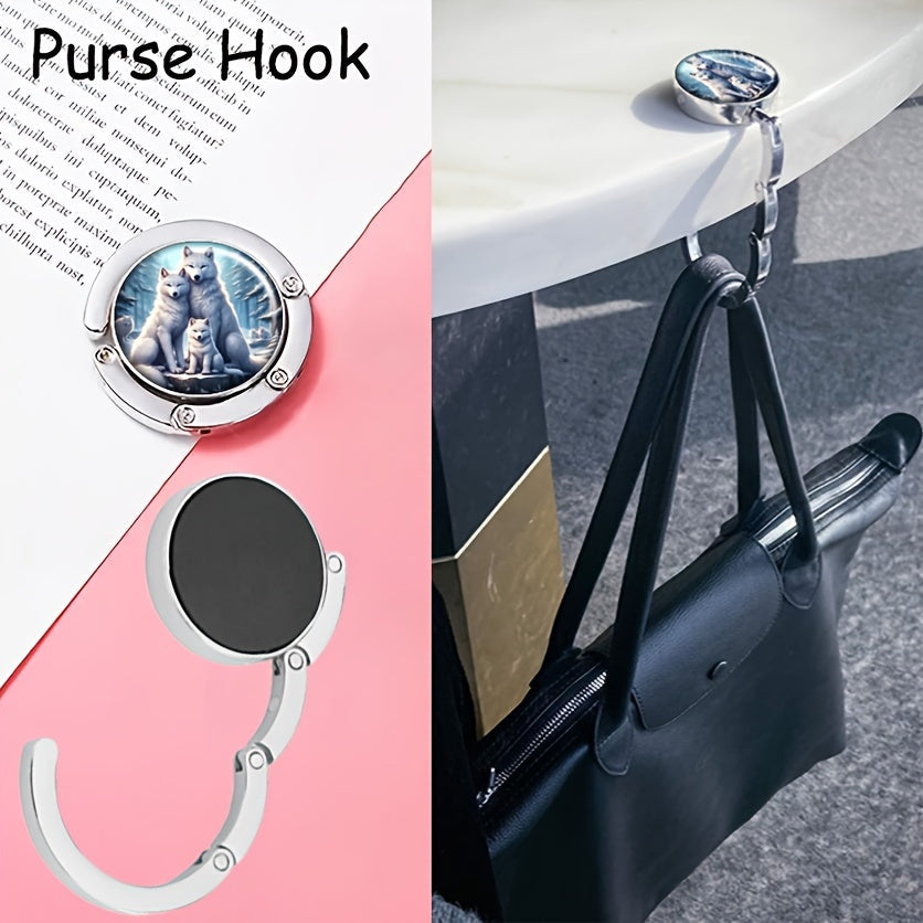 Elegant Vintage Wolf Design Purse Hook - Chic Folding Handbag Hanger for Women