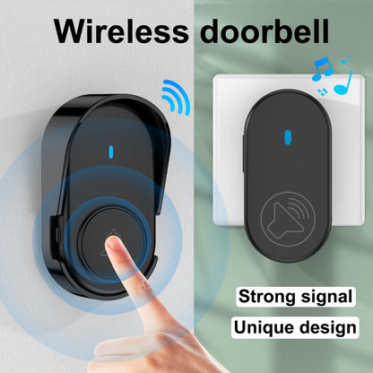 Wireless Doorbell Set with LED Display - 320.04m Range, 5 Volume Levels, 38 Ringing Loudness, Easy Installation & Setup, Black, European Plug, 110V-240V Compatibility, Home Entry System