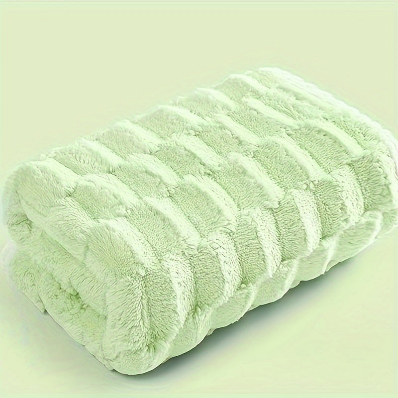 1pc Ultra-Soft Microfiber Towel - Quick-Dry, Super Absorbent Waffle Weave, Ideal for Home, Spa, Gym & Travel, Pastel Colors with Cloud Pattern, Plush & Knitted Texture