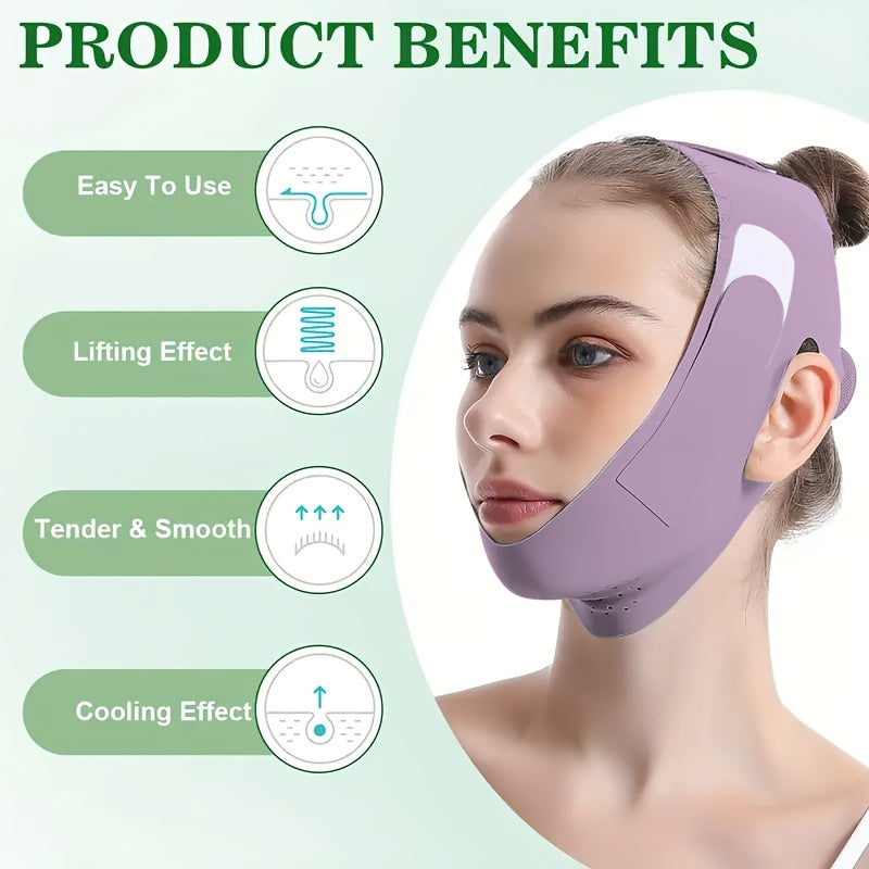 Adjustable V-Line Face Lifting Mask for Double Chin Reduction & Tightening, Breathable and Reusable.