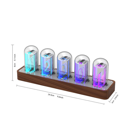 ClocTeck Nixie Tube Clock with Wi-Fi time calibration, alarm, and 12/24h display in walnut finish - no assembly required. A unique retro gift for friends.