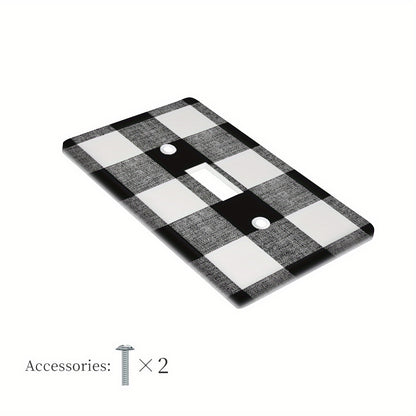 1 Black & White Buffalo Plaid Wall Plate Cover, 1-Gang/2-Gang Light Switch Plate, Electricity-Free, Easy to Clean, for Home Office Kitchen Decor - 1 Pack