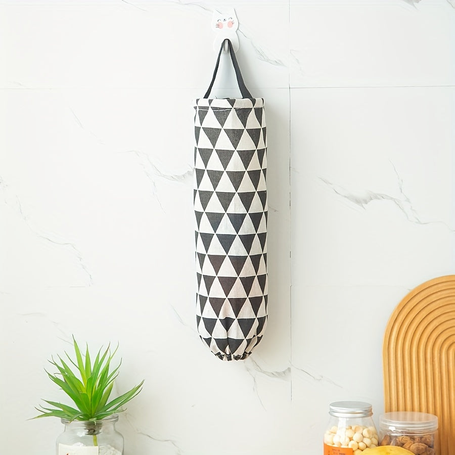 Versatile Hanging Storage Bag with Geometric Pattern for Simple Kitchen Wall Mounting