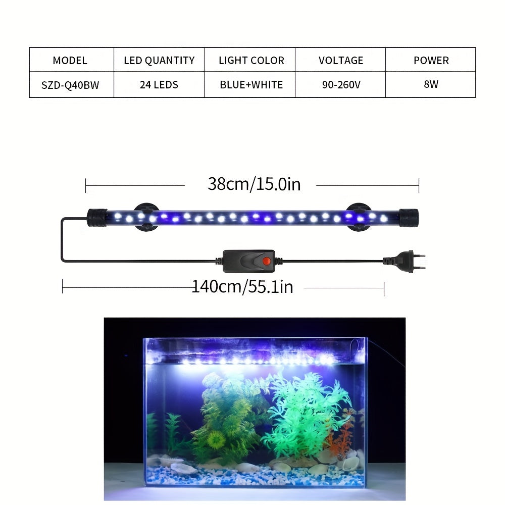 Светодиодная аквариумная лампа для высокой яркости, синим и белым световым эффектом, идеально подходит для декоративных аквариумов.