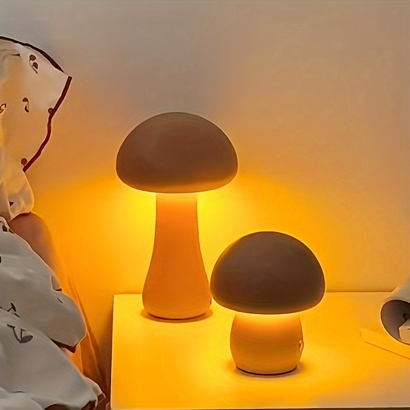 Modern Mushroom LED night lamp with brightness Adjustable touch switch, USB powered.