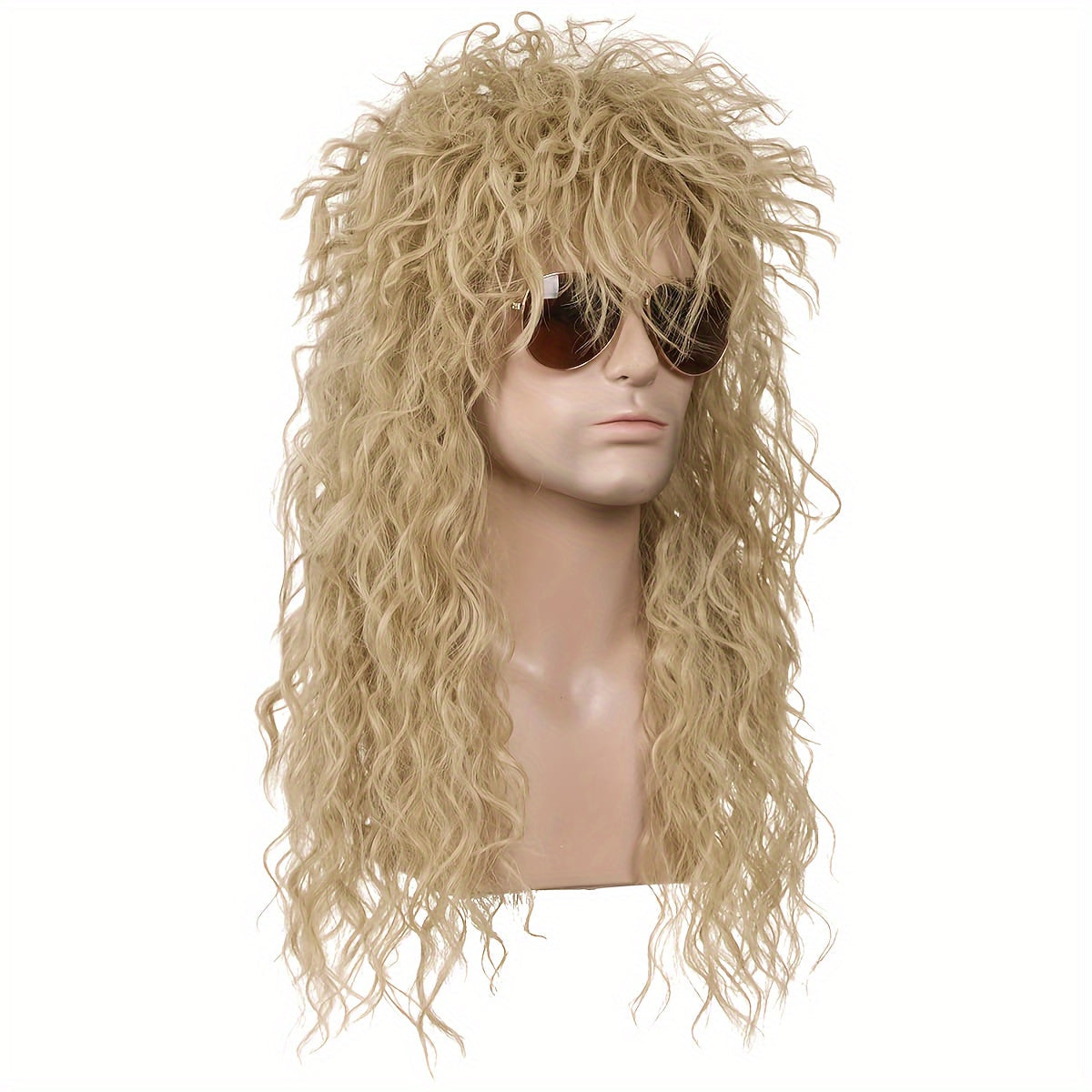 Get ready to rock the 80s with our cool and unique long fluffy afro wig with bangs! Available in black and blonde, this wig is perfect for men looking to channel their inner rock star for Halloween, Christmas, cosplay, or any bar, club, rave party. It