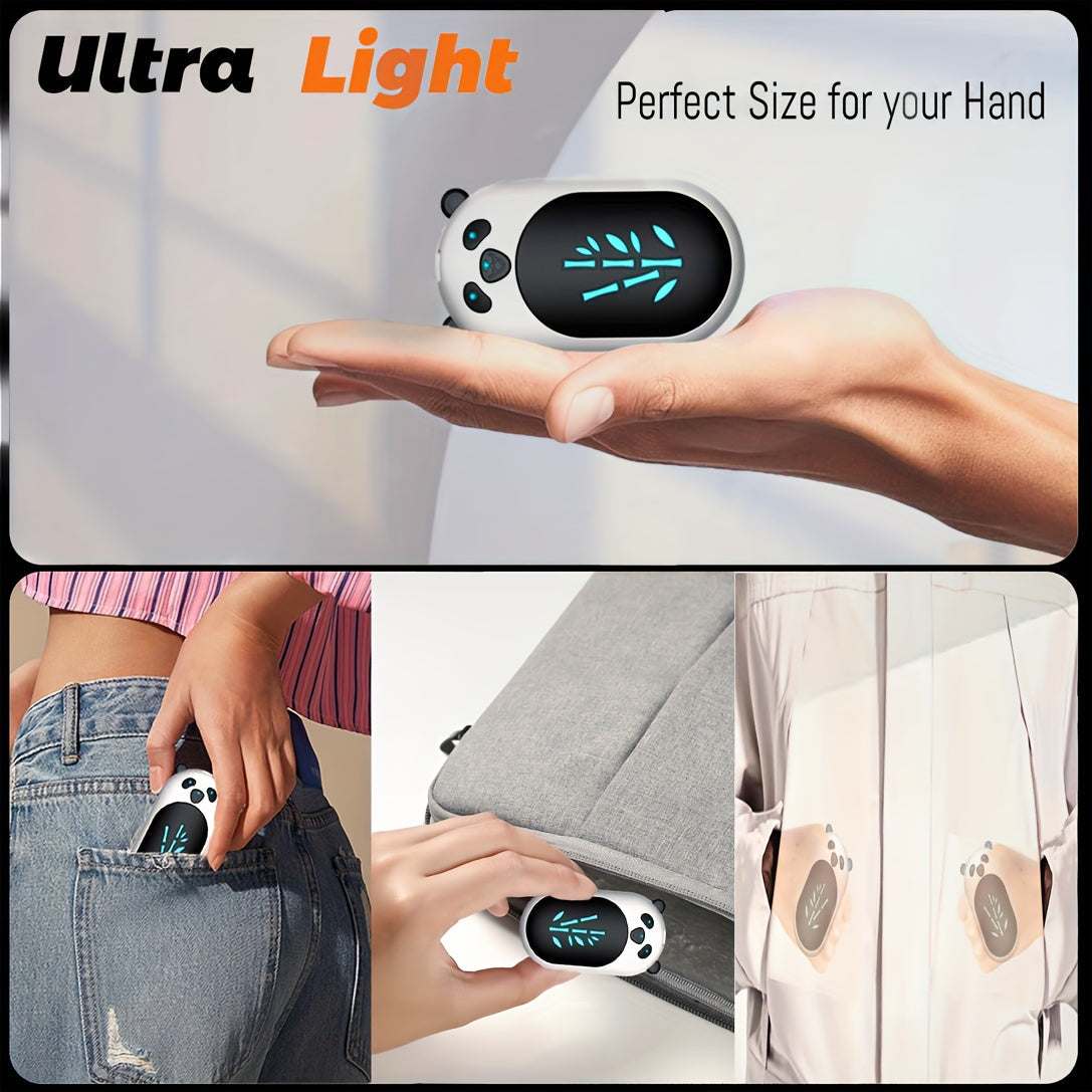 Set of 2 Rechargeable Hand Warmers, 3000mAh each - Providing Long-lasting Heat for up to 20 Hours. Portable Pocket Hand Warmers in White Panda design, suitable for Women and Men. Perfect for Outdoor Camping, Hunting Gear, and as Girls' Clothing