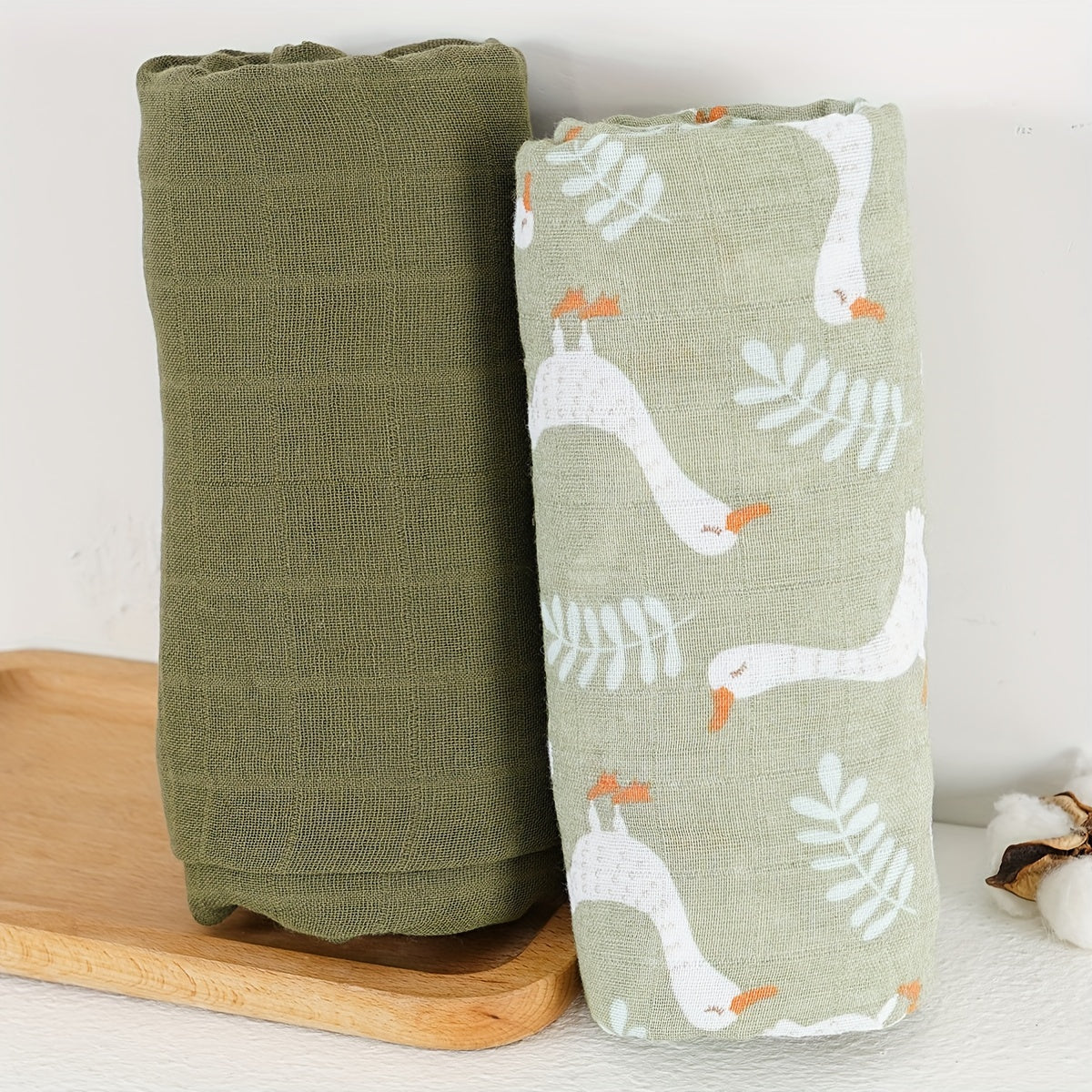 Two pieces of Muslin Cotton Blankets, 120*110cm Covers for Home and Travel Purposes