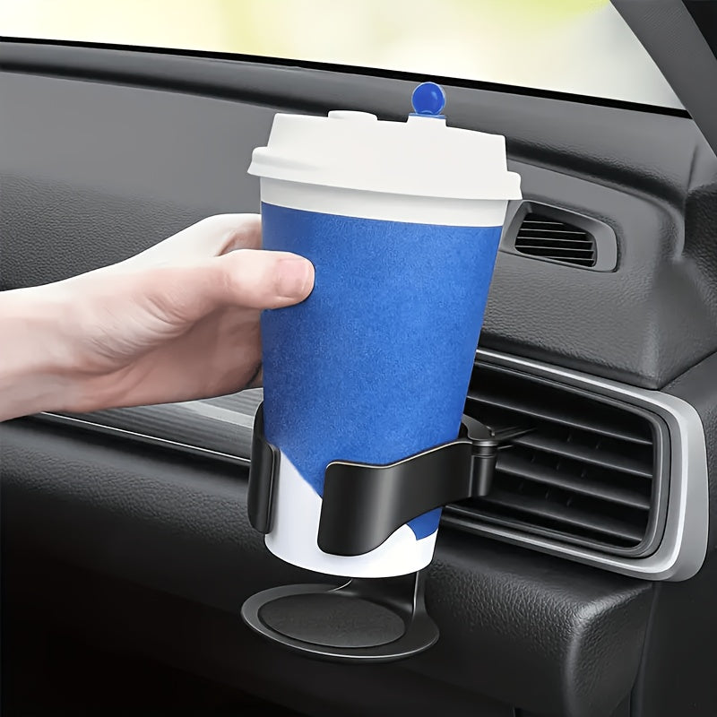 Adjustable PVC car cup holder with 1kg weight capacity and sponge pad, suitable for water bottles and cans. Portable beverage rack for vehicle interior.