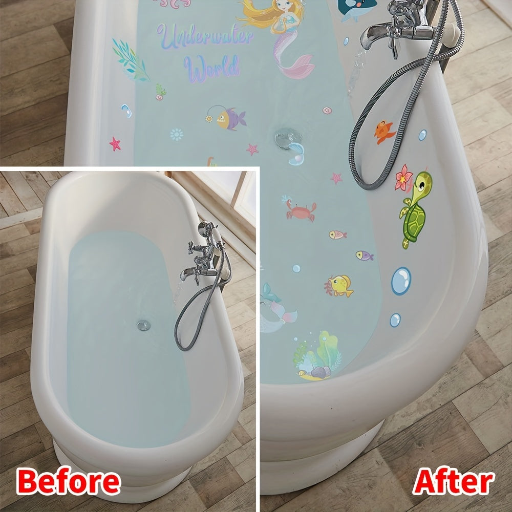 6 anti-slip bathtub stickers of mermaids and ocean world theme for safe and fun bathing